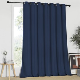 NICETOWN Blackout Wide Sliding Door Curtains - Insulated Noise Reduction Drapes, Privacy Vertical Blind for Living Room & Bedroom (Navy, W100 x L95 inches)