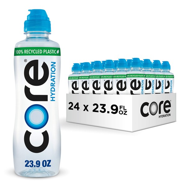 CORE Hydration Nutrient Enhanced Water, Perfect 7.4 Natural pH, Ultra-Purified With Electrolytes and Minerals, Sports Cap For Convenience, 23.9 Fl Oz, Pack of 24