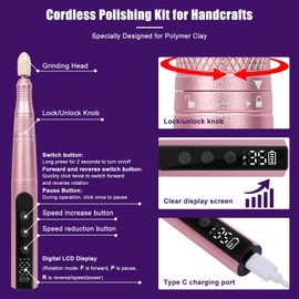 WECLAYER Polymer Clay Polishing Kit,Electric Clay Drill,Cordless Rotary Tool Kit,35-Speed Adjustable,Jewelry Making Kit,79pcs Clay Tool & Accessories for Polymer Clay Molds, Drilling,Sanding,Grinding