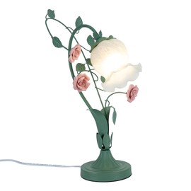 AngelcityCC Modern Bedside Lamp Stained Glass Flower Table Reading Lamps, Rose Flower Nightstand Desk Lights for Bedroom Living Room Office Dresser Home Decoration