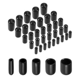 TOP-VIGOR Rubber End Caps 3mm 5mm 6mm 8mm 9.5mm Inner Diameter Round Flexible Screw End Caps Thread Protection Black Vinyl Screw Covers Rubber Covers for Screws Pipes