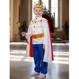 Nuehoryu Prince Charming Costume for Boys Kids Royal Prince King Outfit for Cosplay Party Dress Up (White, 6-7 Years)