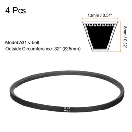 uxcell 4pcs A31 or 4L330 Classic Wrapped Rubber V-Belt, 31"(775mm) Inside Circumference, A Profile V Belt