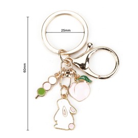 OBEISN Fashion Peach Rabbit Keyring For Women, Gift For Birthdays, Girlfriends And Couples. Great As A Small Gift, Birthday Gift For Women, Gift Ideas For Women, silver