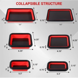 Cenforge Collapsible Magnetic Parts Tray Set, Magnetic Tray for Mechanic's, 3 Different Size Tool Trays for Small Metal Parts, Cool Mechanic Tools, Cool Gifts for Mechanic (Red)