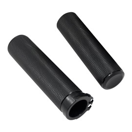 Motorcycle Handlebar Grips 1 inch 25mm Aluminum Cable Throttle Hand Grips Universal Fit for Harley Touring Dyna Softail Sportster XL 883 1200 (Black)