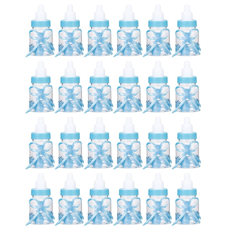 24pcs Lovely Plastic Milk Bottle Candy Box Fillable Bottle Baby
