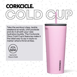 Corkcicle Sun-Soaked Pink Insulated Tumbler, 24 oz - Reusable Water Bottle Keeps Beverages Cold for 12hrs, Hot 5hrs - Cupholder Friendly Tumbler with Lid & Flexible Straw