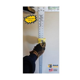 BuildHero T-Square Guide - Professional Drywall & OSB Marking Tool for Razor Blades, Pencils & Markers - USA Made Clip-On Cutting System 3.5" x 2.8" (Gray)