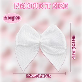 200 PCS Mini White Bows,1'' Satin Fabric Ribbon Bows for Crafts, Tiny Bow Decorations for DIY Cheer Pins Clothes pins Hair Accessories Wedding Party Favors Gift Box Decorations
