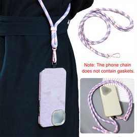 FOSDICK 2 PCS Phone Lanyard, Adjustable Universal Phone Strap Anti Theft, Phones Neck Strap, Phones Lanyard Crossbody Compatible with Most Smartphones, Key and More, Pink and Blue