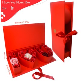 AebDerp Valentines Day Flower Gift Box: "i Heart U" Letter Large Flower Boxes with Ribbon for Christmas, Wedding Party, Mothers Birthday Love Favors, Bridal Shower Chocolate Packaging, Rose Bouquet Present (black)