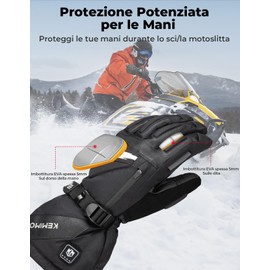 KEMIMOTO Heated Motorcycle Gloves, Heated Gloves for Men and Women with EVA Pad Protection, Winter Thermal Gloves 7.4 V, 2500 mAh, 3 Heat Settings for Motorcycle and Skiing
