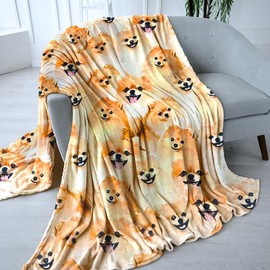 Blanket Pug Blanket Fleece Blanket Throw Blanket,Dog Print Blanket Flannel Blanket Dog Pattern Blanket,Blanket with dogs on Suitable For Family Sofas,Beds,Outdoor Camping,Soft Blankets (150Cmx130Cm)