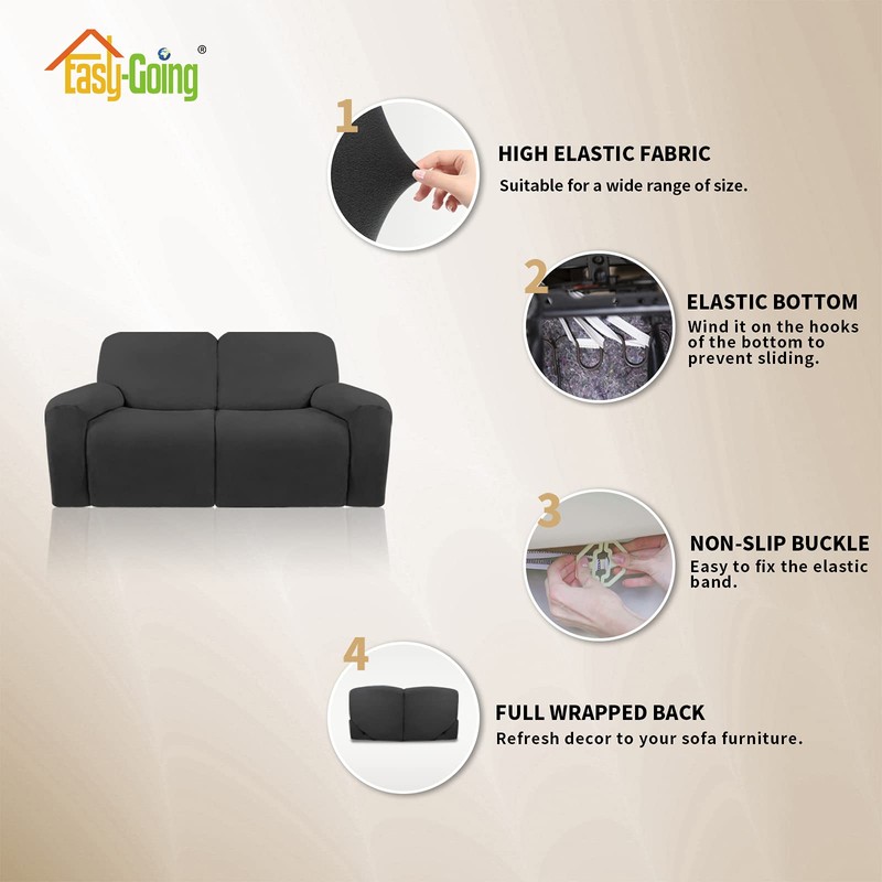 Easy-Going Oversized 6 Pieces Microfiber Stretch Sectional Recliner Loveseat Sofa