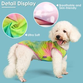 cyeollo 2 Pack Dog Shirts for Dogs Tie Dye Sun Protection Dog T Shirt Stretchy Lightweight Tank Top Vest Sleeveless Breathable Summer Dog Clothes for Medium Dogs