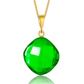 Amber by Mazukna - Green Amber Pendant, Necklace with Natural Amber Drop Pendant in Green, Gold-Plated Sterling Silver ag925, 45 cm Long Chain, Green Amber Jewellery for Women, Sterling Silver, Amber