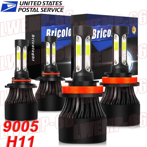 Unbranded 4X LED Headlight Bulbs Combo Kit 9005+H11 High Low