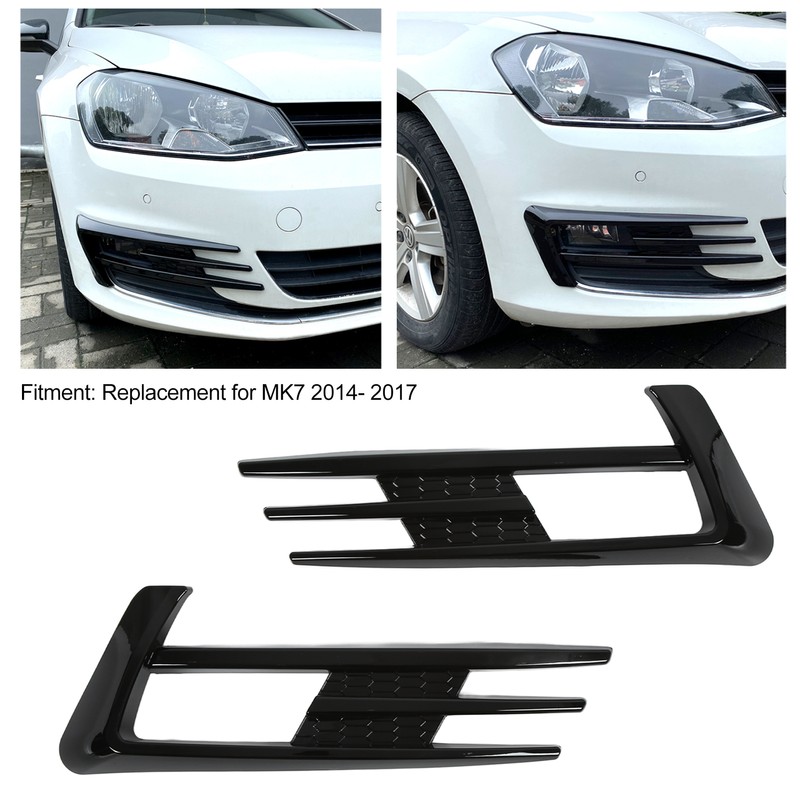 Glossy Black Front Fog Lamp Eyebrow Eyelid Cover Trim Replacement