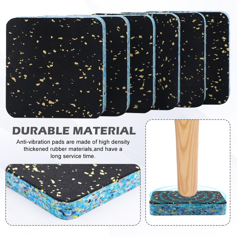 6Pcs Anti-Vibration Pads,4"x4" High Density Rubber Shock Absorbing Washer Pads,Non-Skid