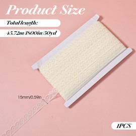 BOHUIZ 45 m Beige Lace Ribbon, 1.5 cm Vintage Lace Border for Sewing, Decorative Ribbon, Lace Trim for Sewing, Craft, Wedding, Decoration, Gift Box