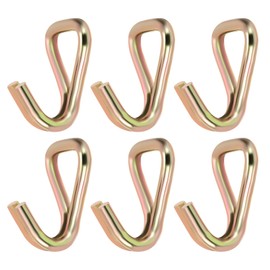PATIKIL 6 Pack Ratchet Double J Hook Load 6600 LBS for 9mm Tie Down Strap Webbing on Car Truck Trailers Towing Strap, Gold