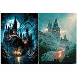 2 Pack 5D Diamond Painting Kits, Diamond Painting Magic Academy, Full Drill Diamond Art for Adults and Kids, Mosaic Making, DIY Art Crafts Kits for Decoration, Gift
