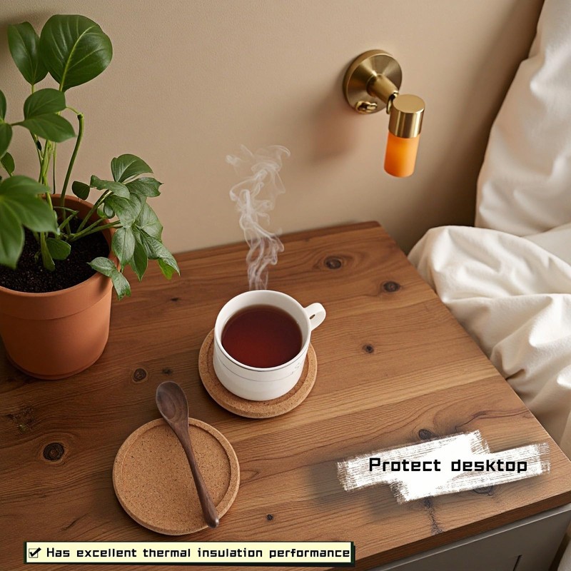 6-Pack Cork Coasters, 4 Inch Absorbent Reusable Beverage Coasters with