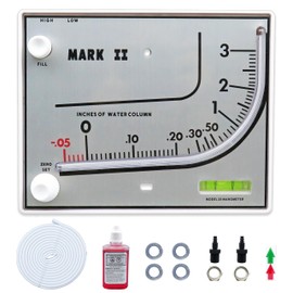 Mark II 25 Liquid Filled Manometer Compatible with Dwyer, Wall Mount, Red Oil Manometer, Red Gauge Fluid, 0-3" w.c., 3% Accuracy