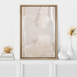 SIGNWIN Framed Canvas Print Wall Art Pastel Grunge Watercolor Gray Landscape Abstract Shapes Illustrations Modern Art Decorative Minimalism Calm/Zen for Living Room, Bedroom, Office - 16"x24" Natural
