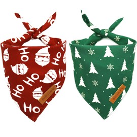 Realeaf Paquete de 2 bandanas de Navidad para perros, bufanda de árbol de Navidad y Papá Noel para niños y niñas, tela duradera de alta calidad, bandana de día festivo para perros pequeños, medianos, grandes y extragrandes (pequeño)