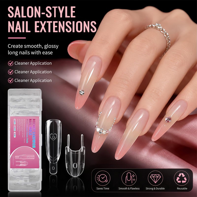 Sandwich Dual Nail form, Nail Tips for Gel Extensions Clear