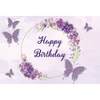 Ttincceer Happy Birthday Background Silver Purple Butterfly Wreath Photography Background
