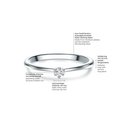 Vault 1934 Engagement Solitaire Ring in Sterling Silver Brilliant Cut Cubic Zirconia in 2-pc Bridal Ring Silver Ring Silver Jewellery, Silver, Silver