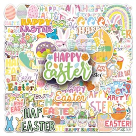 50PCS Easter Bunny Stickers with Adhesive Back, Easter Gifts Stickers, Envelope Labels, Egg, Carrot, Bunny, Flowers Design for Kids, Party Decorations, Scrapbooking, Journaling