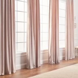 Chanasya Premium Solid Velvet Curtains - Classy and Solid Drapes for Living Room or Bedroom - 52" x 108" - Blush, 2 Panels