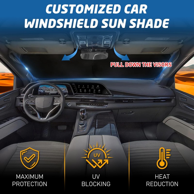 Windshield Sun Shade for Car, 63"x28.5" Universal Fit Front Window