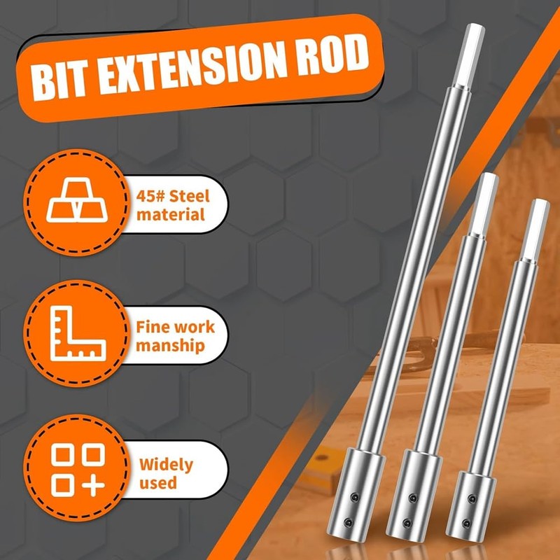 BOFRHME Forstner Bit Extension for 3/8Inch Round Shank, High-Carbon Steel
