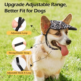 Pawaboo Dog Baseball Cap, Dog Hat with Elastic Ear Holes, Adjustable Dog Cap, Sports Pet Hat, Sun Protection for Small, Medium & Large Dogs, S, Black and White Leopard Print