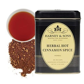 Harney & Sons Herbal Tea, Hot Cinnamon Spice, Caffeine-Free Rooibos, Sweet Spicy Cinnamon Clove Orange, 4 oz Loose Leaf Tin, Delicious Gourmet Herbal Tea Blend, Great Stocking Stuffer