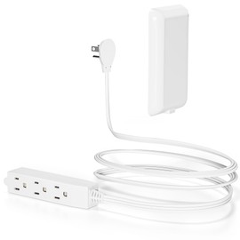 Flat Plug Power Strip 3FT Extension Cord - Ultra Thin White Wall Outlet Extender 3 Outlets with Baby Proofing Cover for Kitchen, Behind TV, Bedroom ETL Listed