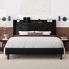 Feonase Full Size Bed Frame with Charging Station, Upholstered Platform