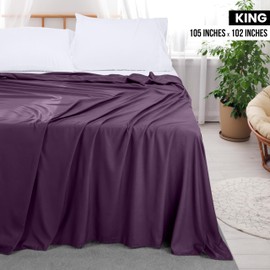 Utopia Bedding Flat Sheet - Soft Brushed Microfiber Fabric - Shrinkage & Fade Resistant Top Sheet - Easy Care - 1 Flat Sheet Only (King, Purple)