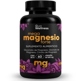 Mega Magnesio Forte  Mezcla de Magnesios Premium  Gluconato de Magnesio, Glicinato de Magnesio, Citrato de Magnesio.                                  