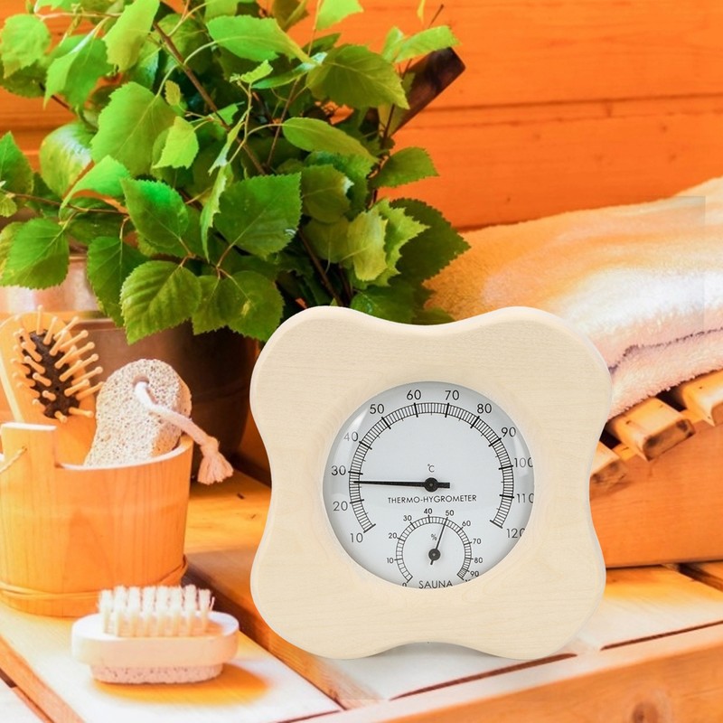 Sauna Room 2 In-1 Wood Thermo Hygrometer Thermometer Hygrometer Steam
