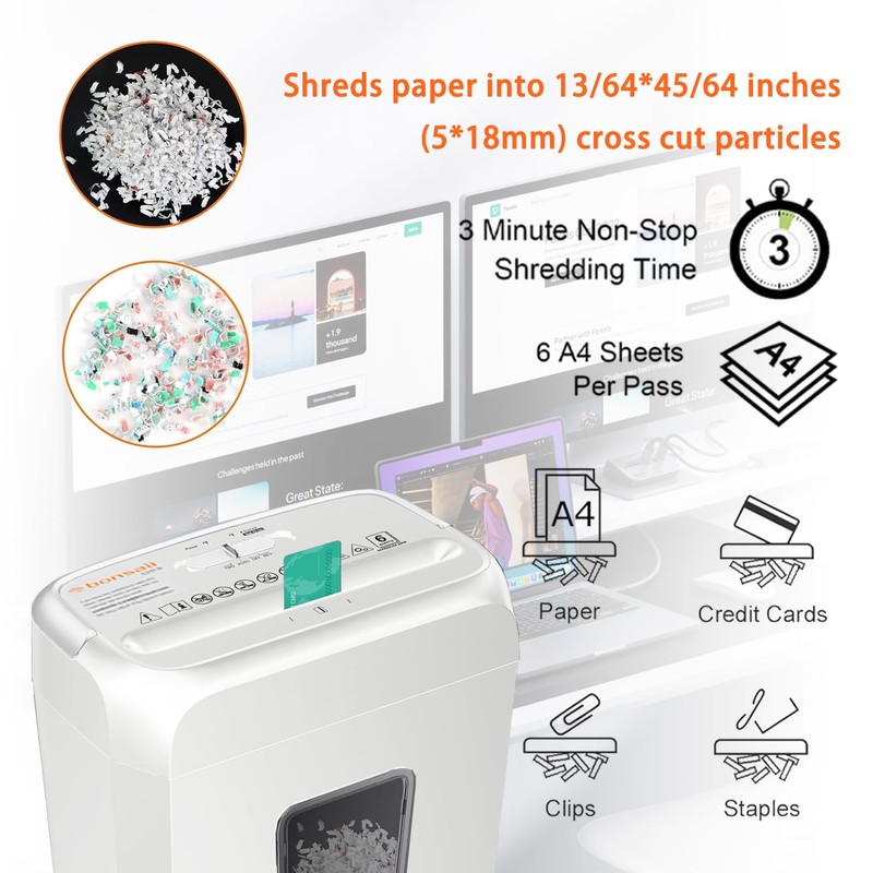 Bonsaii Quiet Cross-Cut Shredder, Ideal for Home Offices, Low-Noise Shredder,
