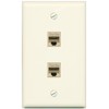 RiteAV 1 Gang 2 Port Cat5e Ethernet Wall Plate - Flat Style Light Almond