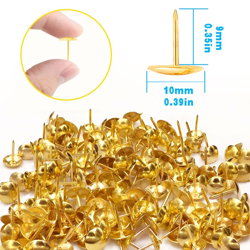 VAPKER 600 Count Thumb tacks Gold Push Pins 10mm/0.39inch Flat