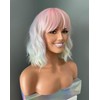The Extension Room Pastel Pink Ombre Wavy Wig with Bangs,
