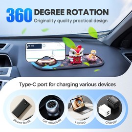 Multifunctional Vehicle-Mounted Anti-Slip Mat, Multifunction Car Anti-Slip Mat Auto Universal Phone Holder, Rotatable Anti Skid Car Dashboard Pad with Temporary Parking Numbe, Auto Universal